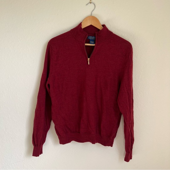 Italian Merino wool quarter zip sweater - Picture 1 of 6